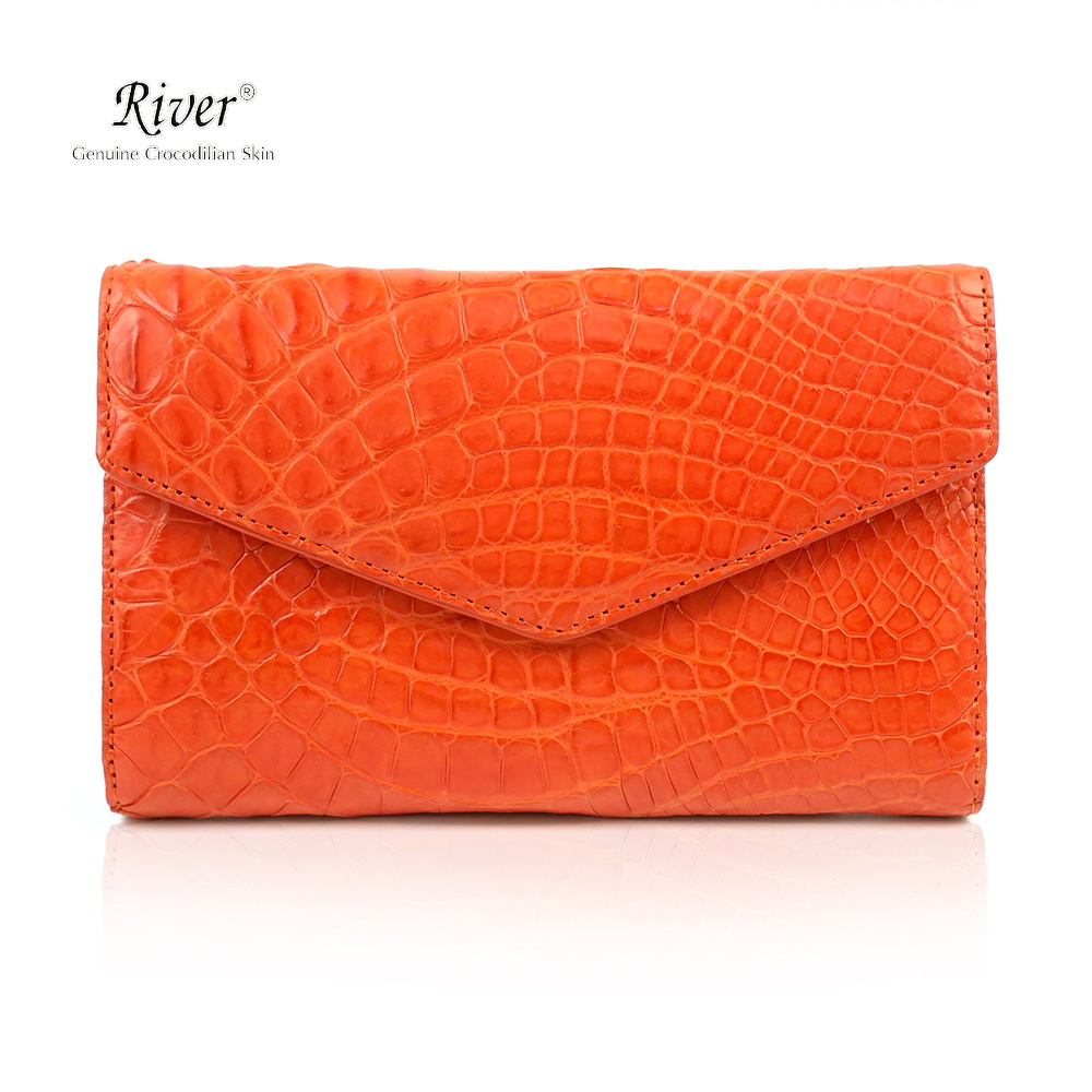 PELGIO Genuine Crocodile Alligator Belly Skin Leather Slim Passport Holder Wallet
