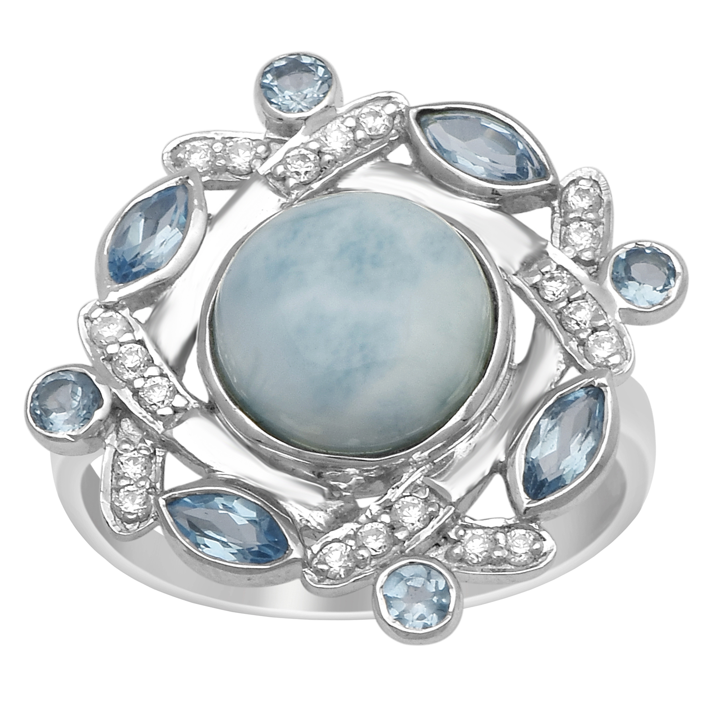 Anillo Larimar Marquesa señoras joyas de piedras preciosas de plata esterlina 925 Caja De Regalo