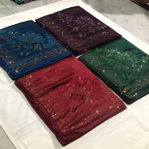 Женские однотонные атласные сари для работы