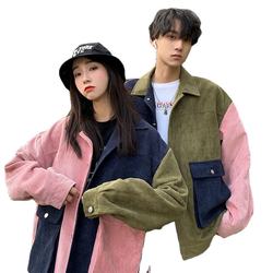 Cor do outono jaqueta de veludo dos homens tendência Coreano casal solto jaqueta 04