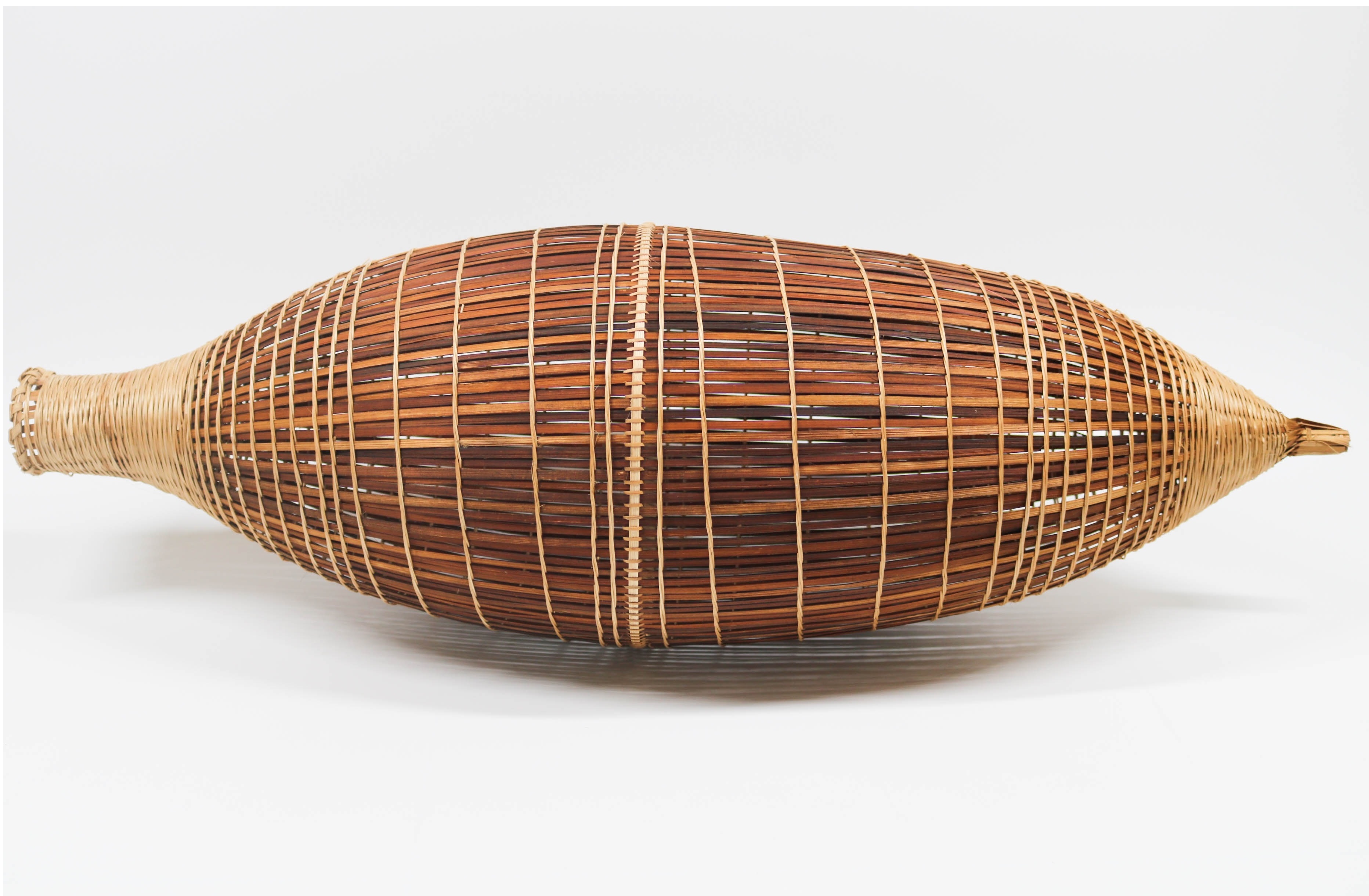 Panier Piège à Poisson Asiatique Ancien – Bambou Tissé – Creel Vintage Thaïlande