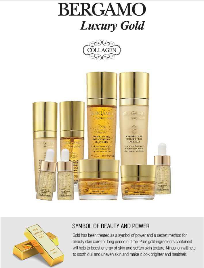 Bergamo Gold Skin Care Set - 9-Piece Luxury Gift for Brightening