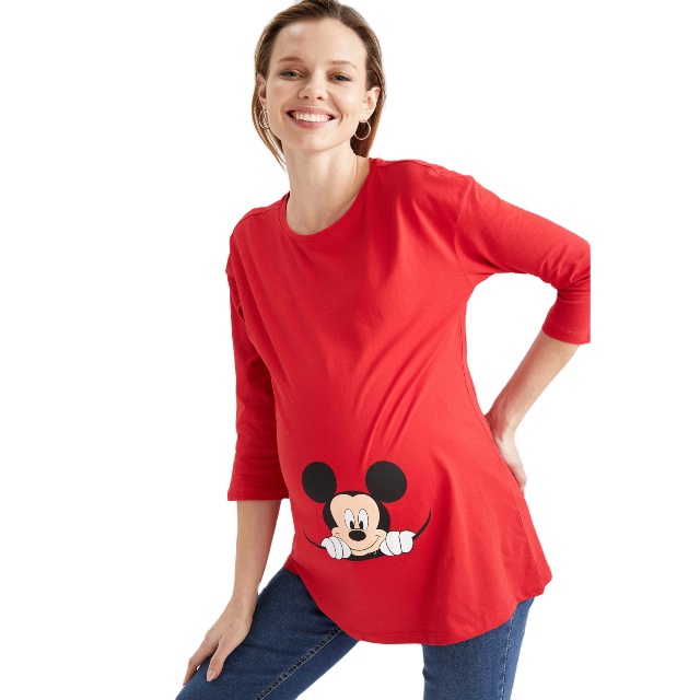 Defacto одежда для женщин хлопок 100% для беременных топы красный для беременных Микки Маус лицензированный Свитшот Высокое качество лучшие цены