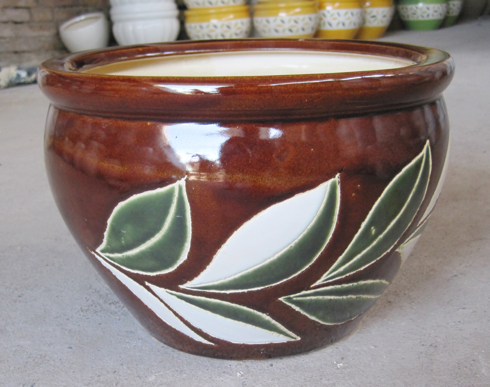SRLSTRAIGHTTYPE PLANT POT-Lvaliemカタチ製作所 Leaf Design Vietnamese Ceramic Pot - Perfect for Plants