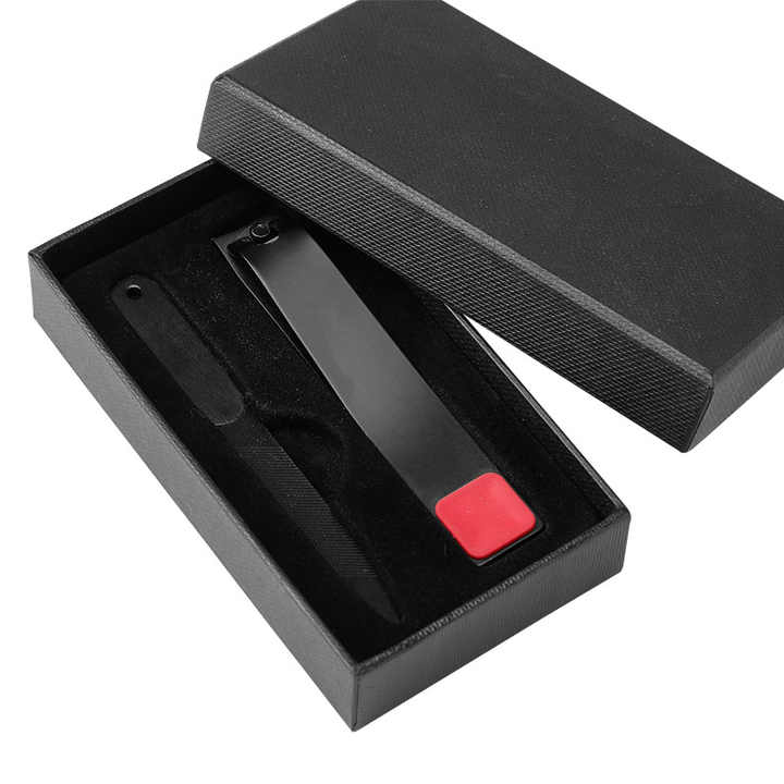 black stainless steel nail clipper nail file in paper case for