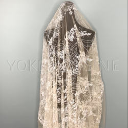 Elegant Floral Embroidery Lace Fabric Wedding Gown Tulle Lace Fabric L00574AN