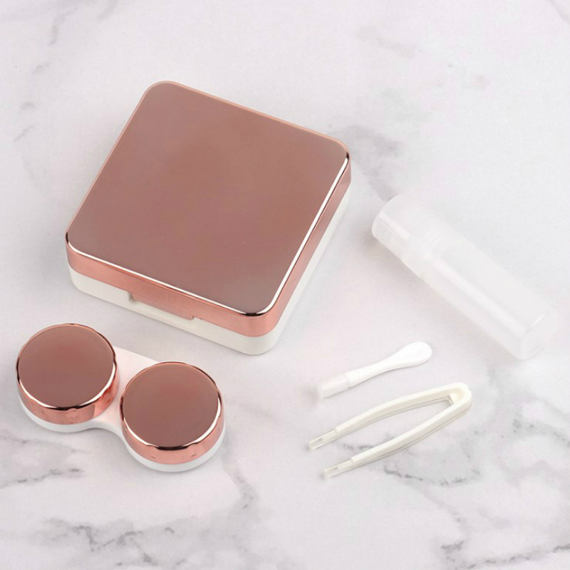 High quality stylish reflective cover contact lenses cases boxes for eye color care travel kit plastic mirror contact lens case