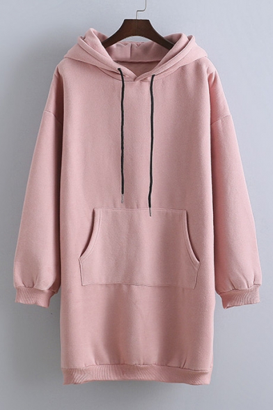 Long Hooded Sweater Dress with Pocket - Sustainable & Stylish Long Hooded Sweater Dress with Pocket - Sustainable & Stylish