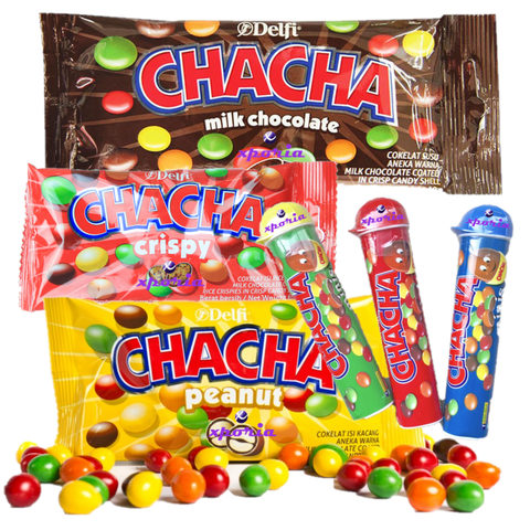 cha cha candy coated chocolate/peanut   indonesia origin