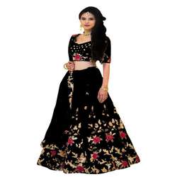 Designer indiano Preto Trabalho Desgaste Festa de Casamento de Cetim de Seda Bordado Pesado Vestido Dupatta Tradicional Lehenga