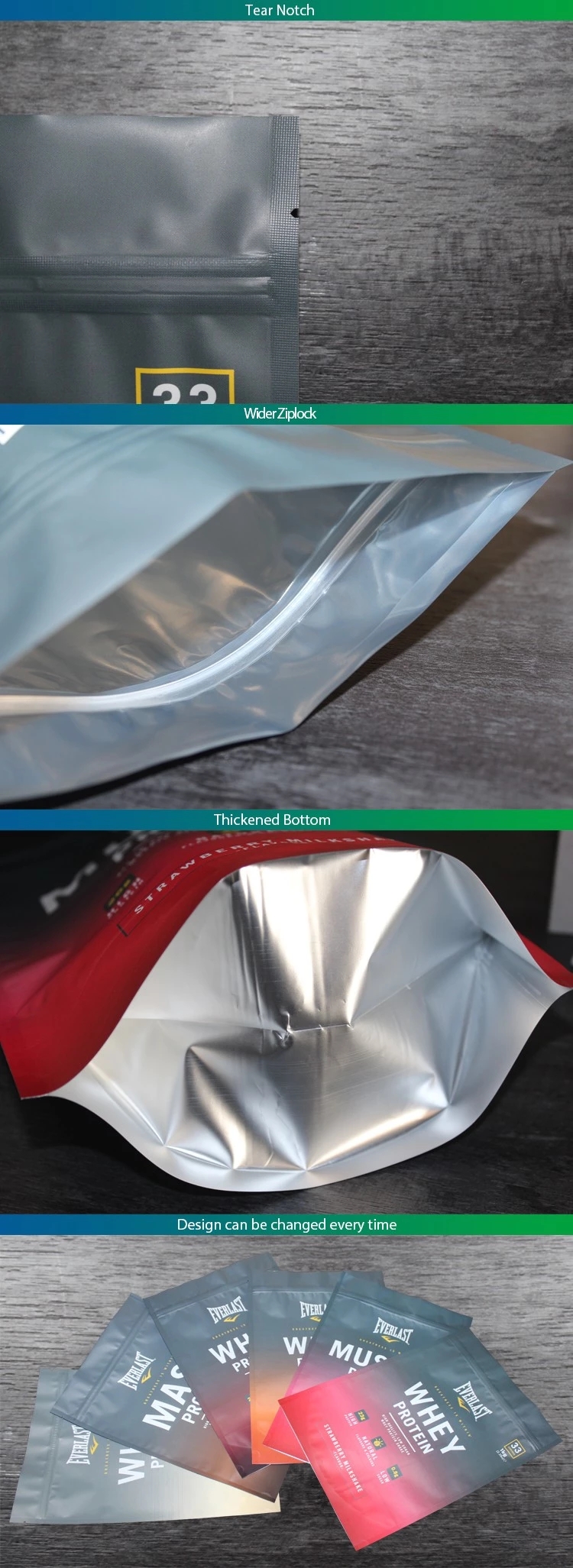 High Quality Custom Logo Bags Moisture Proof Resealable Food Grade Bath Salt Packaging Stand Up Plastic Bags