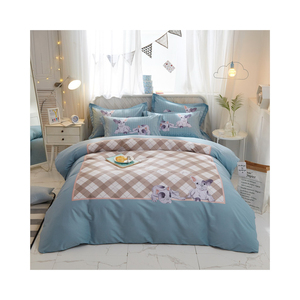 Bulutu الغابات الدب الأطفال التوام غطاء لحاف القطن الأبيض 3 قطع عكسها الأسنان الطباعة الترويجية لينه مثلث غطاء لحاف مجموعه مع إغلاق سسته و 4 العلاقات للبنين في سن المراهقة الفتات