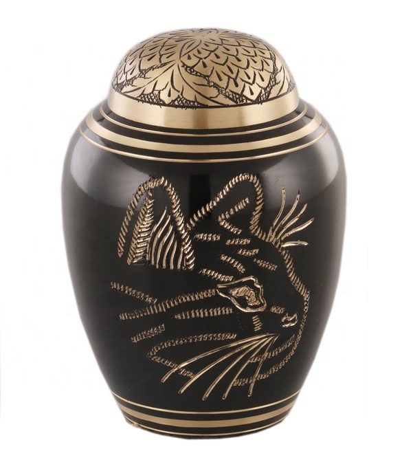 BLACK ENGRAVED PET CREMATION URN