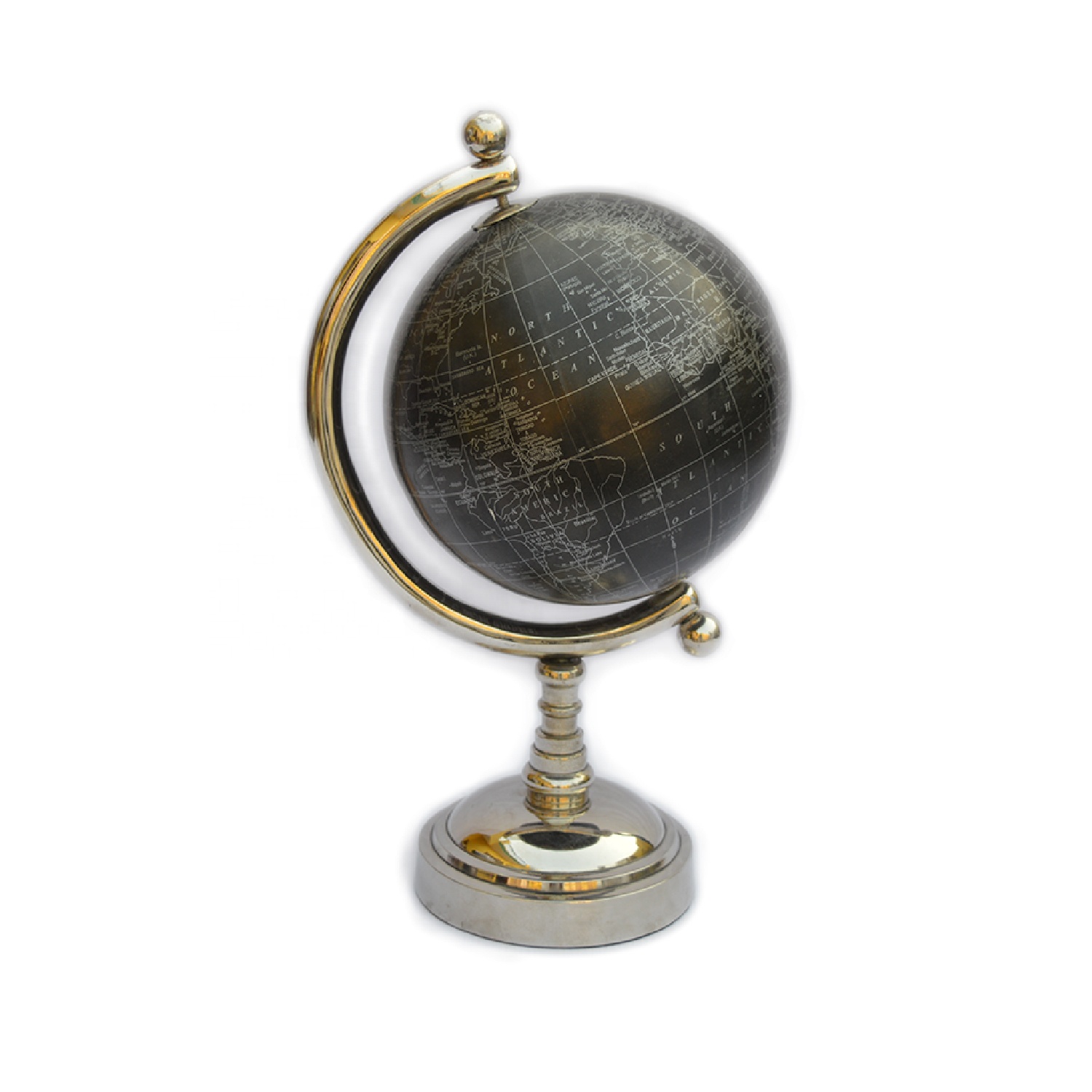 World Map Metal Globe For Desk Decoration Plated Finishing