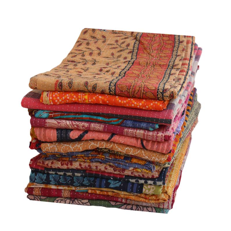 WHOLESALE LOT INDIAN KANTHA VINTAGE BLANKET THROW QUILT HIPPY BOHEMIAN BEDSPREAD