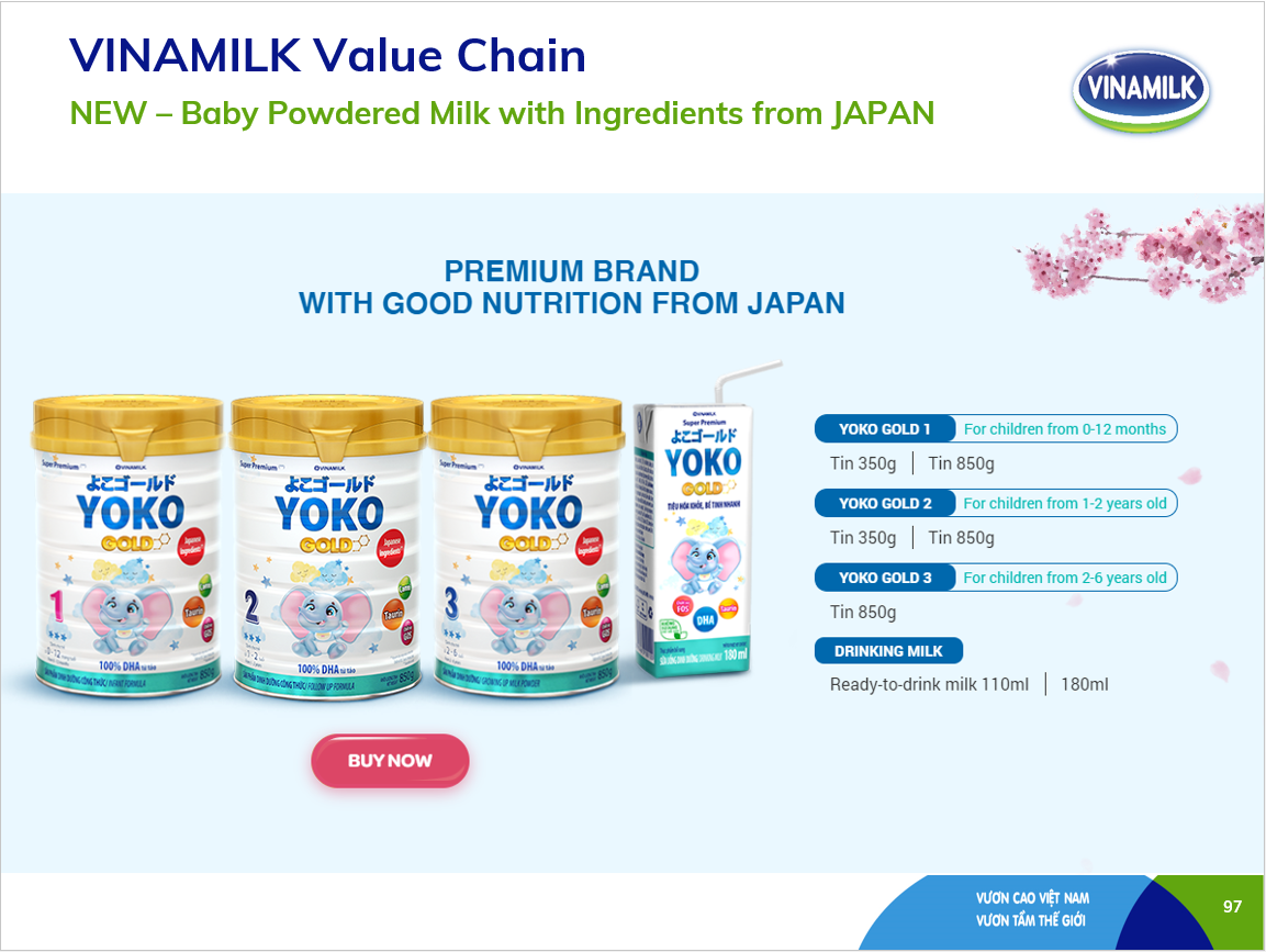 Factory price Baby Powdered Milk Vinamilk Yoko Good Nutrition from Japan Step 2 For Children 1-2 years old 850g x 12 tins GMP