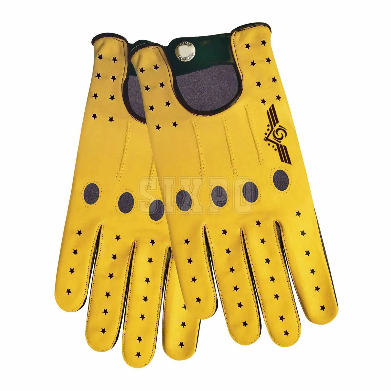 Высокое качество 100% натуральная мягкая кожа перчатки для вождения черные с желтой звездой мужские модные перчатки для вождения