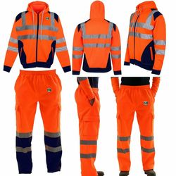 CALÇAS VIZ HI VIS SEGURANÇA DESGASTE do TRABALHO DOS HOMENS de JOGGING CALÇAS FUNDO DO HOODIE TOP