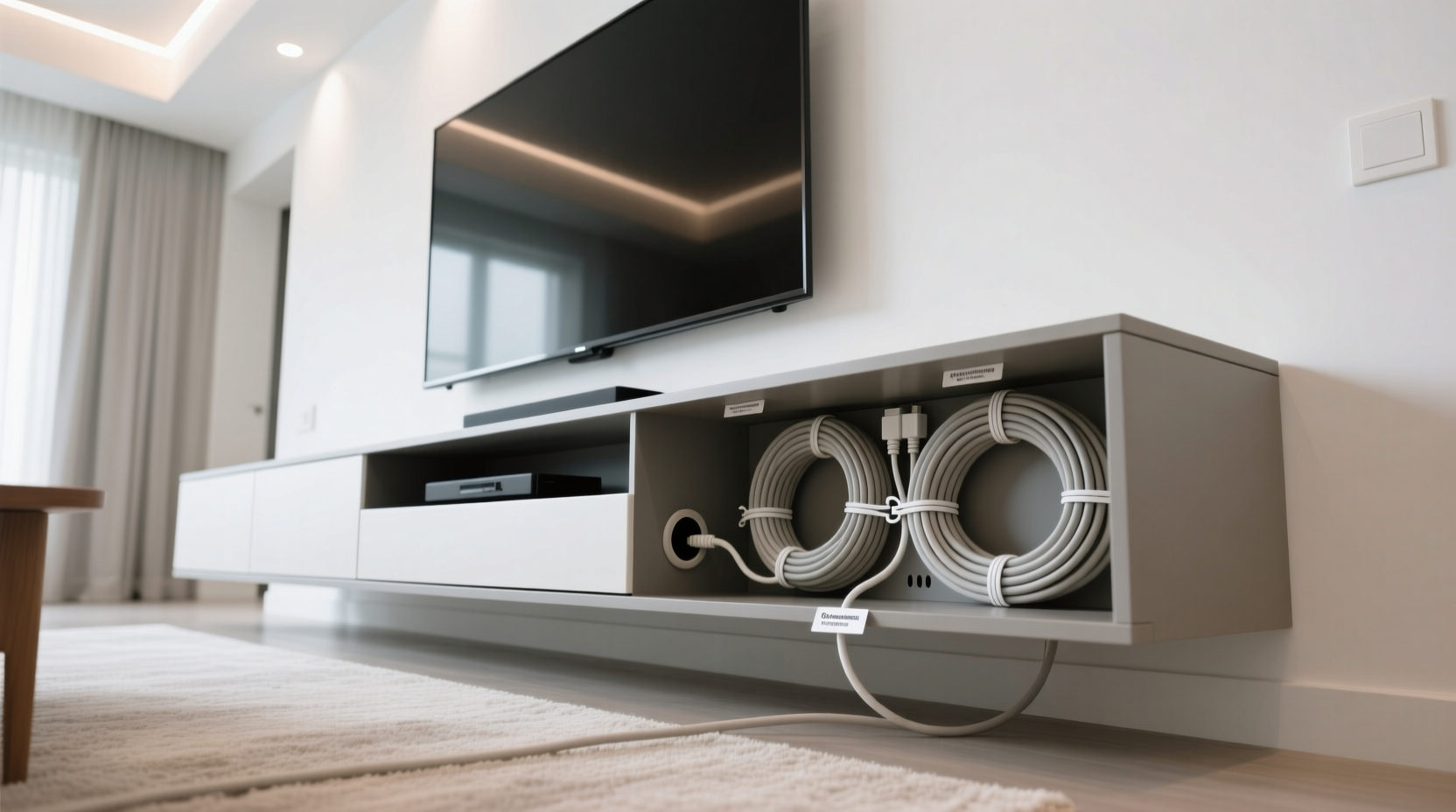 best way to hide cords behind tv stand for a clean look