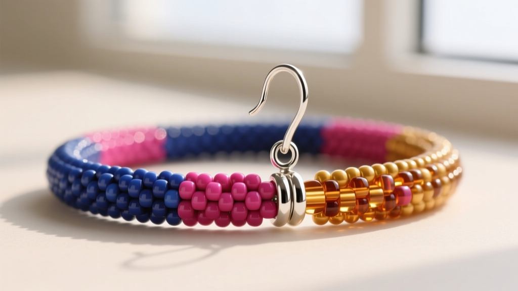 Tubular peyote stitch bead rope attached to a sterling silver leverback ear wire via a 3mm jump ring and a secure metallic crimp.