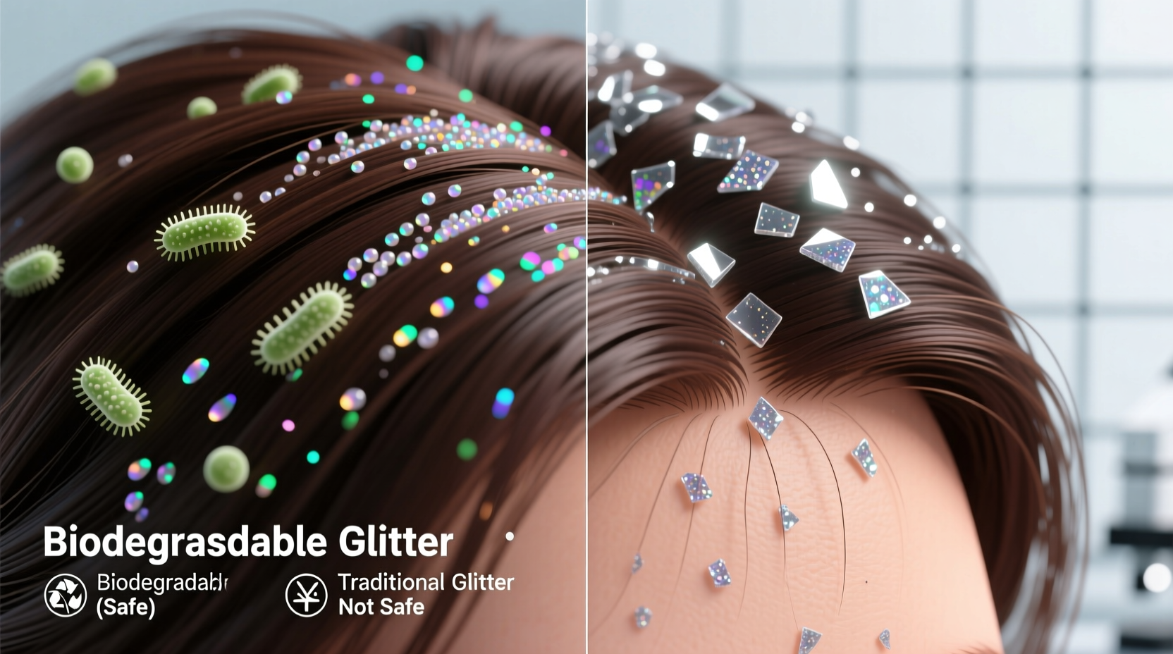 is biodegradable glitter safe for hair and scalp compared to traditional glitter