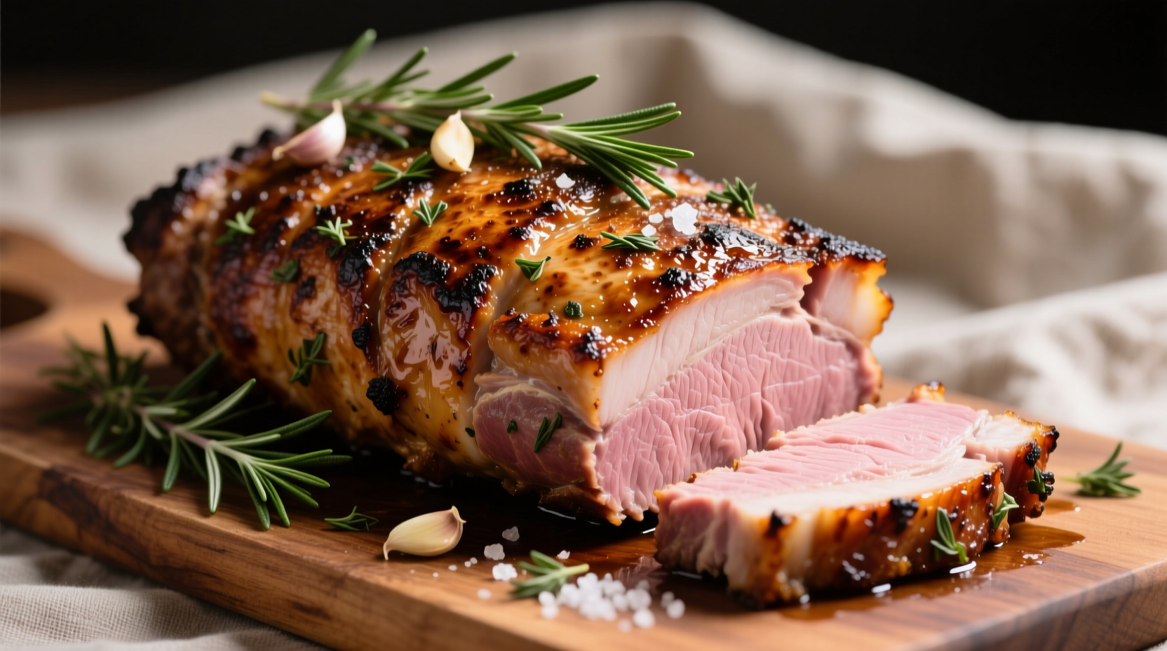 Perfectly seared pork loin roast with herb crust