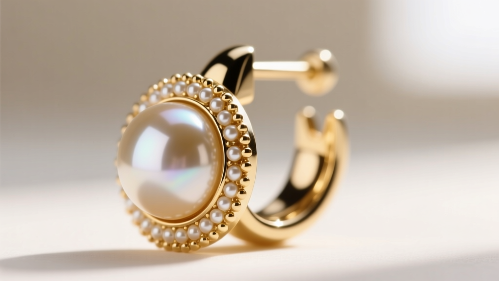 Macro photography of a Perlée gold bead earring edge, highlighting the mirror-polished finish and precise milgrain detailing.