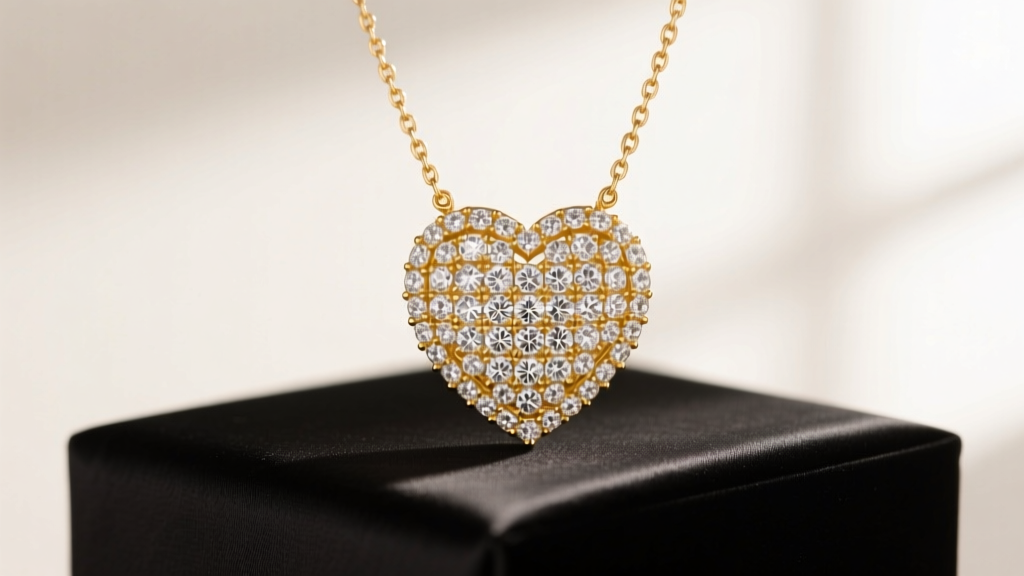 An 18k yellow gold D&G necklace from the fine jewelry line, showing a pavé diamond heart pendant under soft, warm studio lighting.