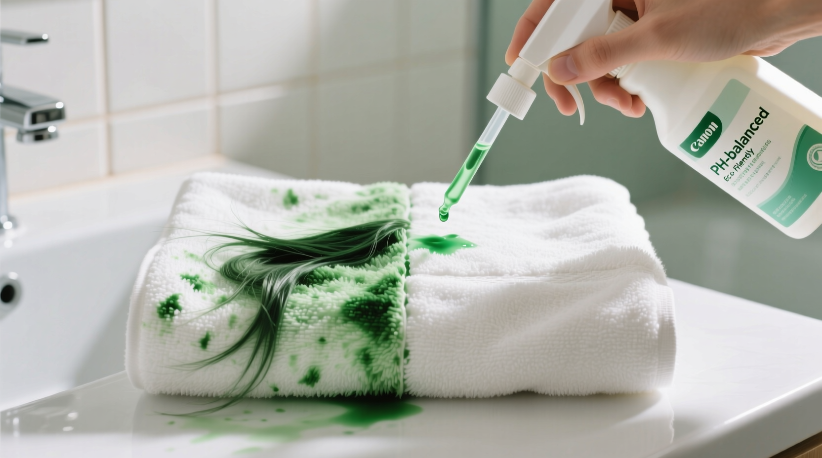 how to remove green tint from blonde hair dye on towels