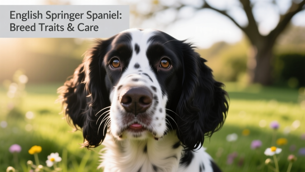 Close-up of an English Springer Spaniel’s expressive face, looking lovingly at the camera