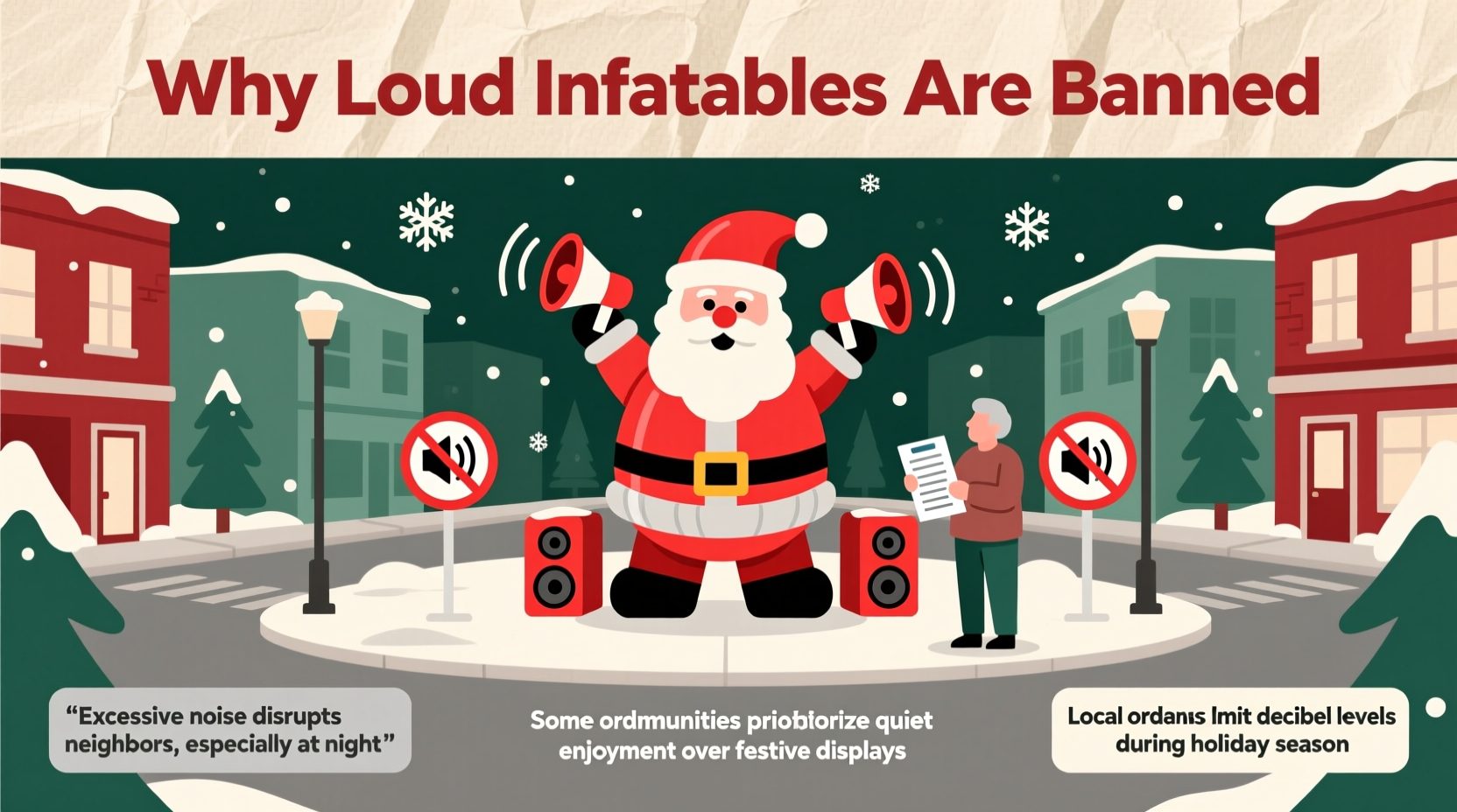 why do some towns ban certain types of loud christmas inflatables noise laws