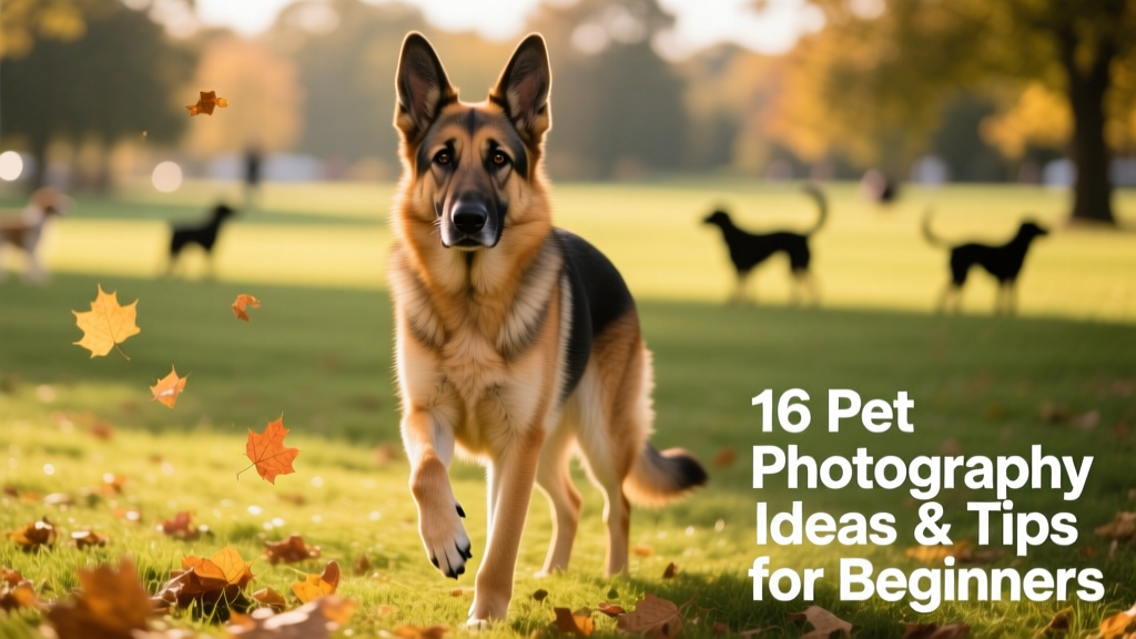 A friendly German Shepherd posing in a sunlit dog park