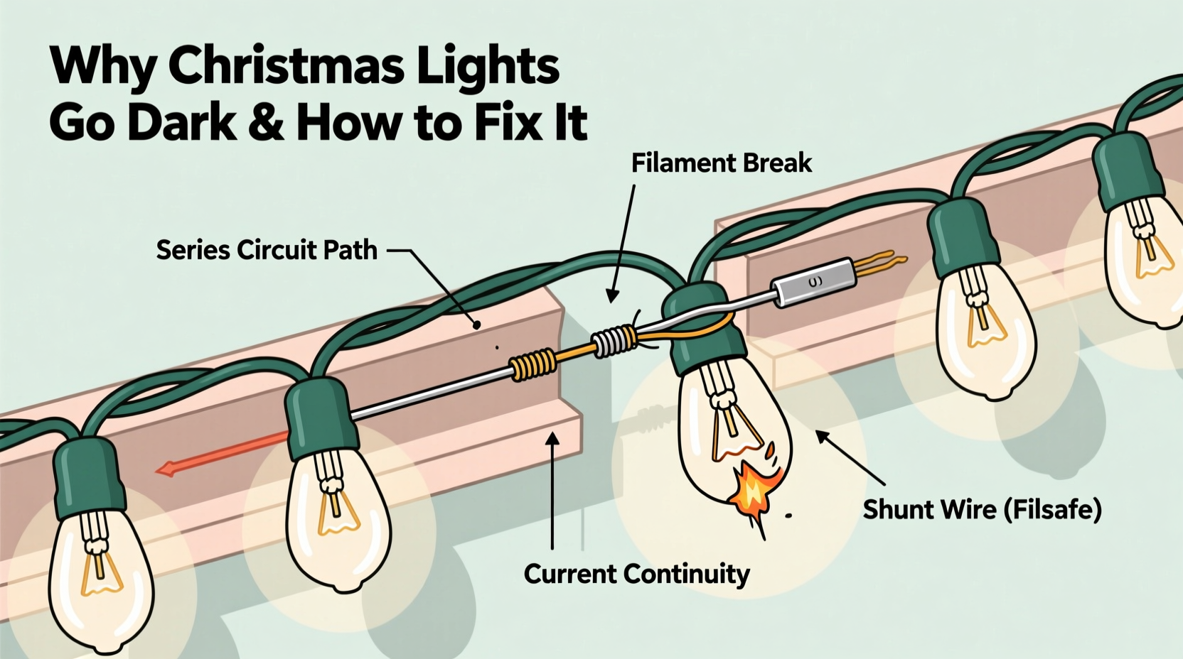 why do some christmas light strings go out entirely when one bulb fails and how to avoid it