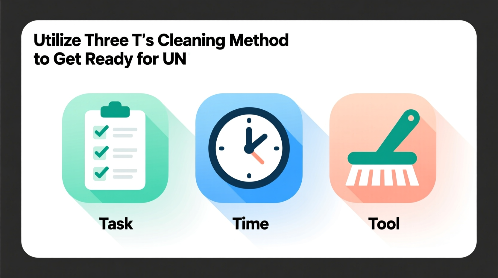 utilize three t s cleaning method to get ready for un