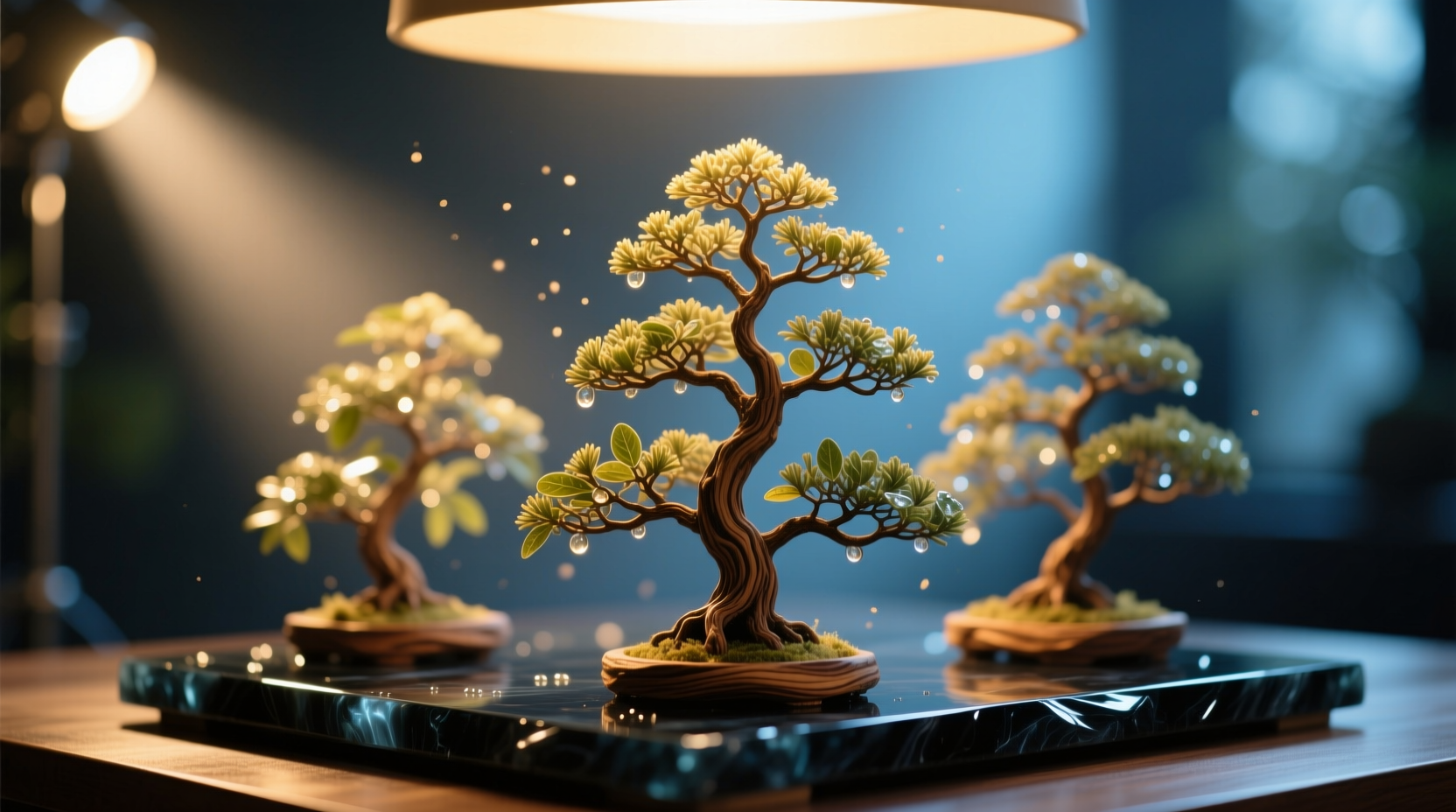 how to create depth with layered lighting on tabletop trees