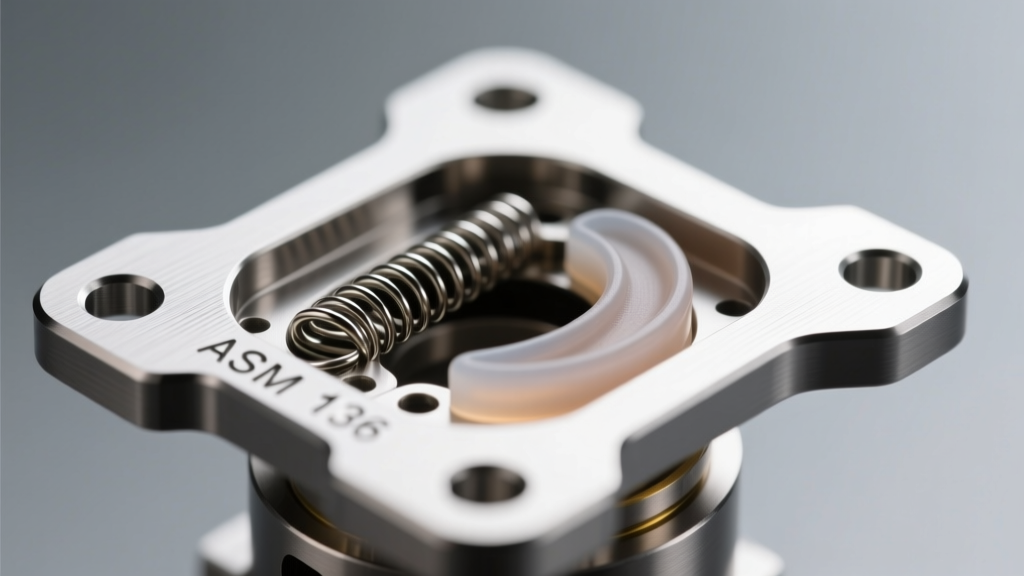 Close-up of an ASTM F136 titanium guardian back, revealing the internal tension spring and silicone friction insert
