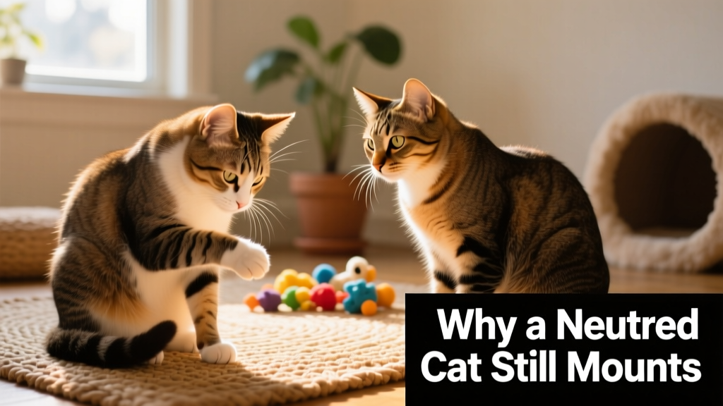 Two cats side-by-side—one calmly grooming while the other watches attentively, illustrating subtle social awareness