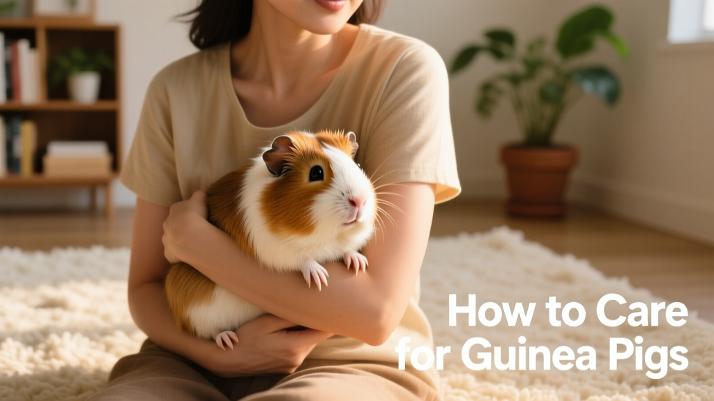 Person gently holding a guinea pig close to their chest while sitting on a soft rug