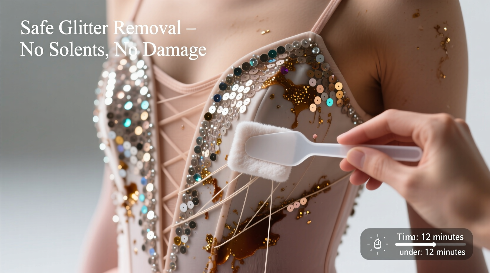 how to remove dried glitter glue from dance costumes