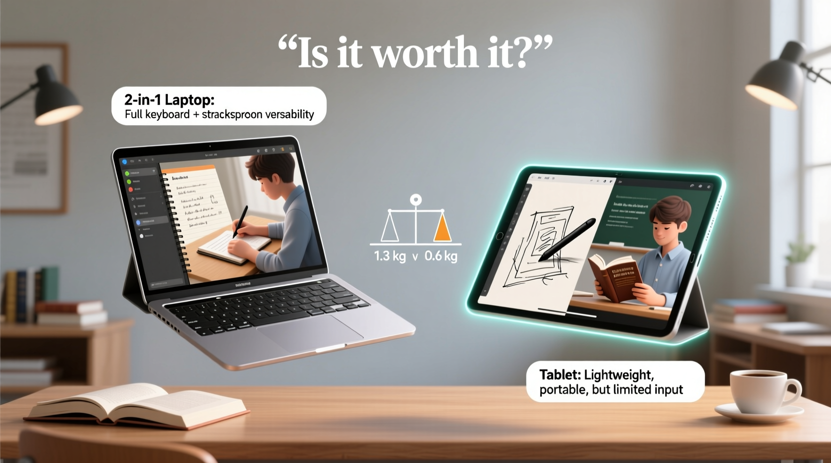 is a 2 in 1 laptop worth it for students or just a heavier tablet