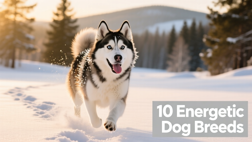 Siberian Husky joyfully running in fresh snow