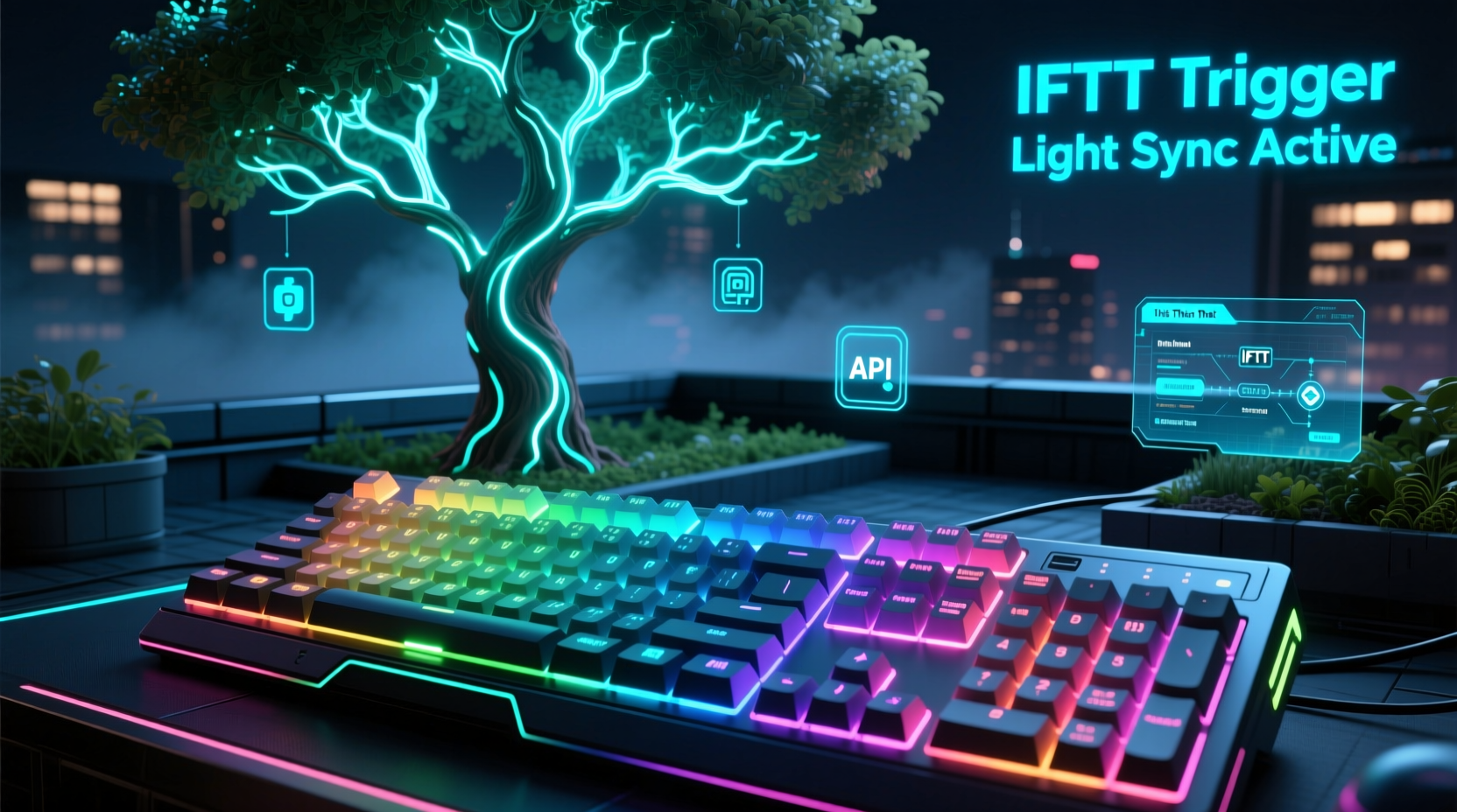 how to sync rgb gaming keyboard lighting with tree light patterns via ifttt