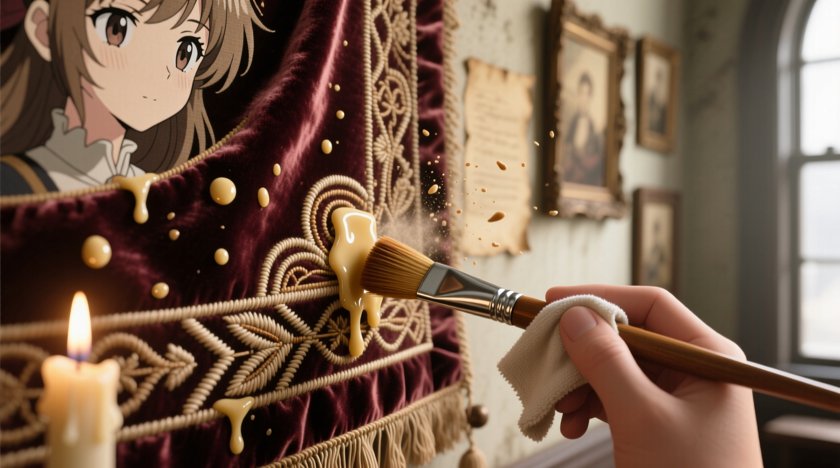 how to remove candle wax from velvet anime tapestry