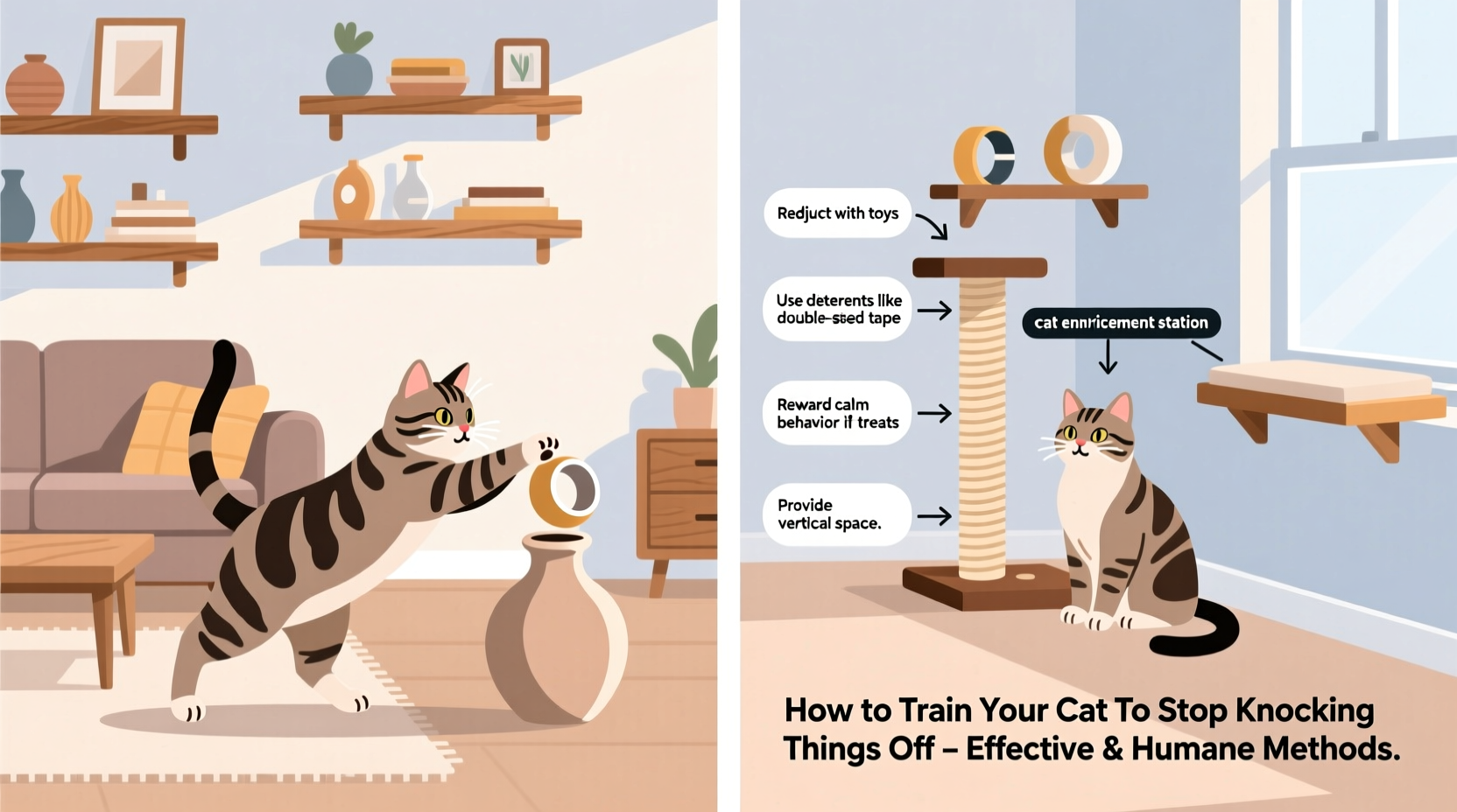 how to train your cat to stop knocking things off shelves effectively