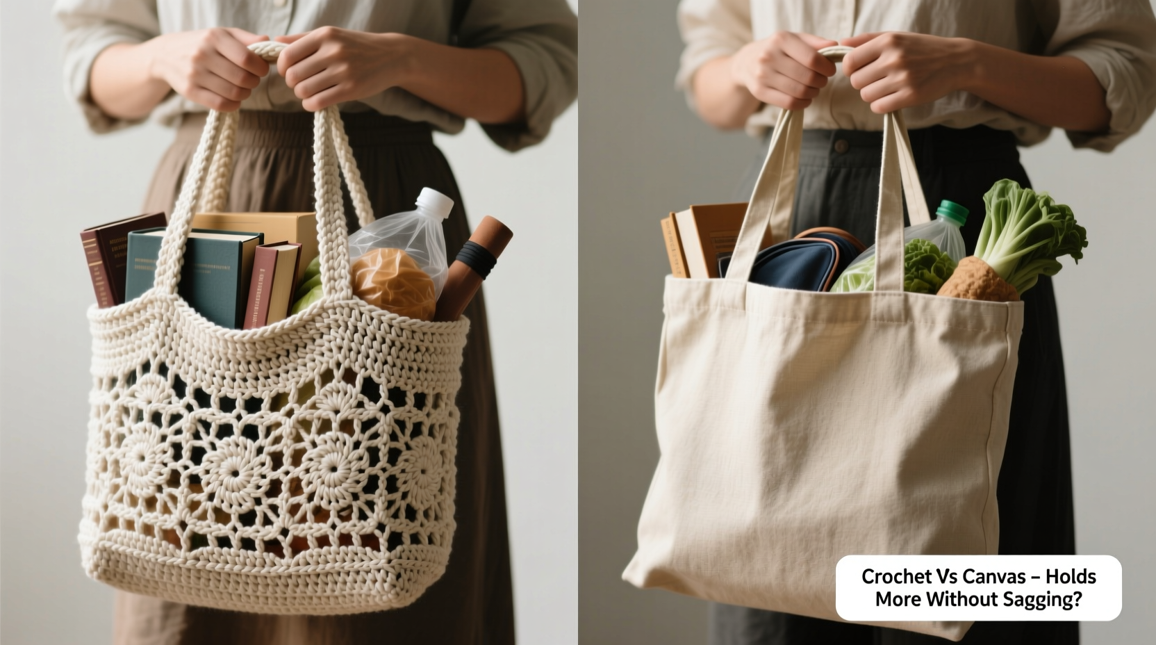 crochet tote bag vs canvas tote which holds more without sagging
