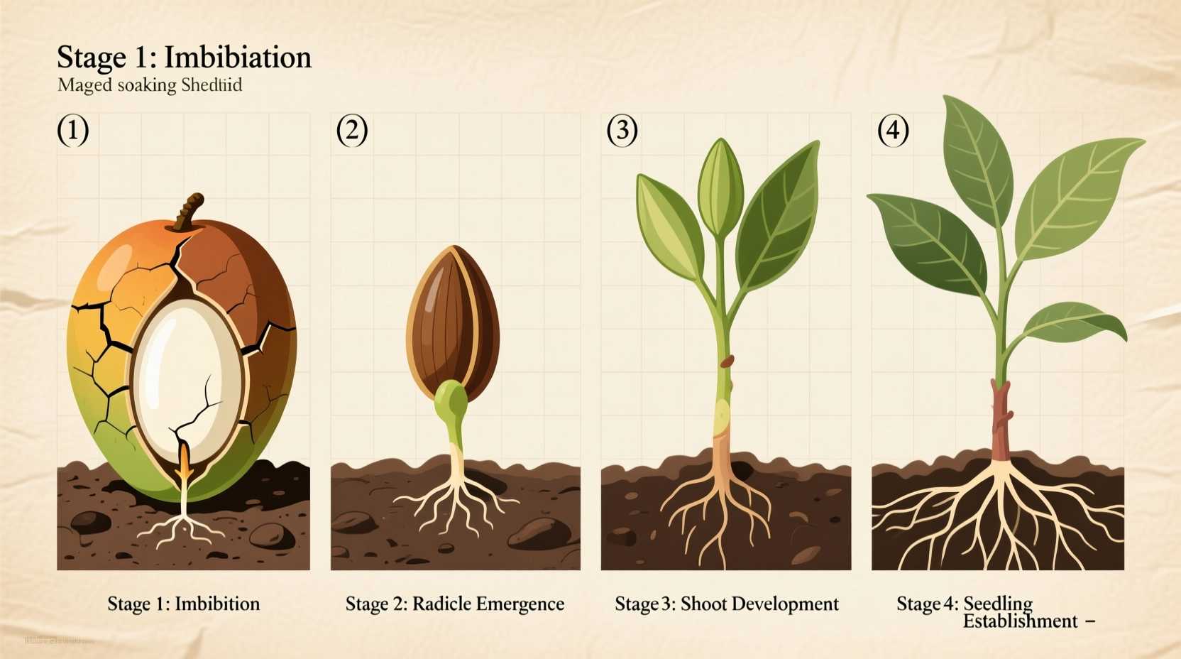 Mango seed germination process stages