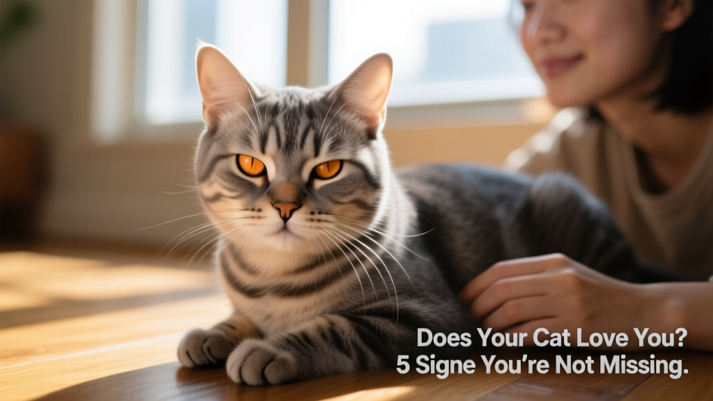 A cat slowly blinking while making gentle eye contact with its human