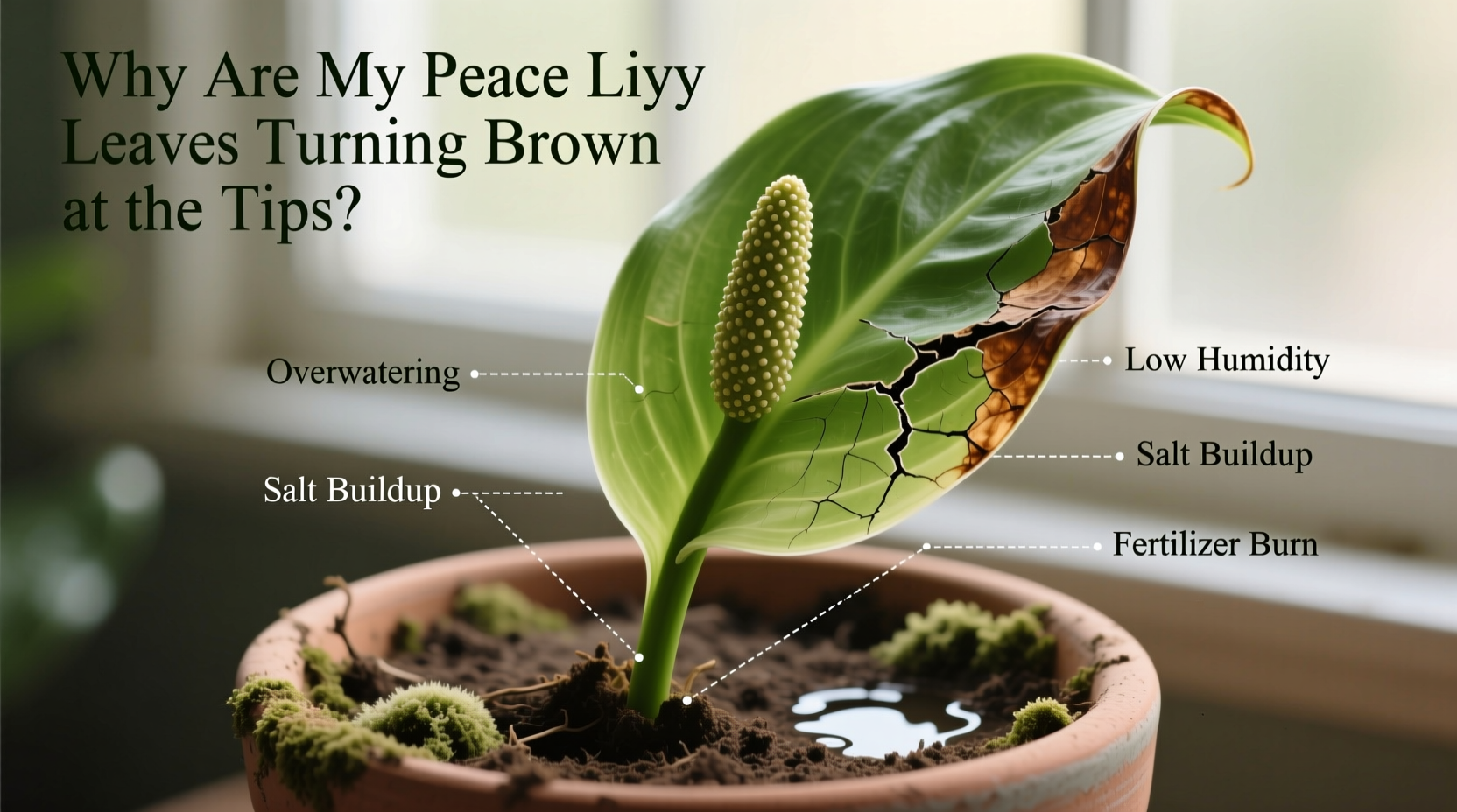 why are my peace lily leaves turning brown at the tips