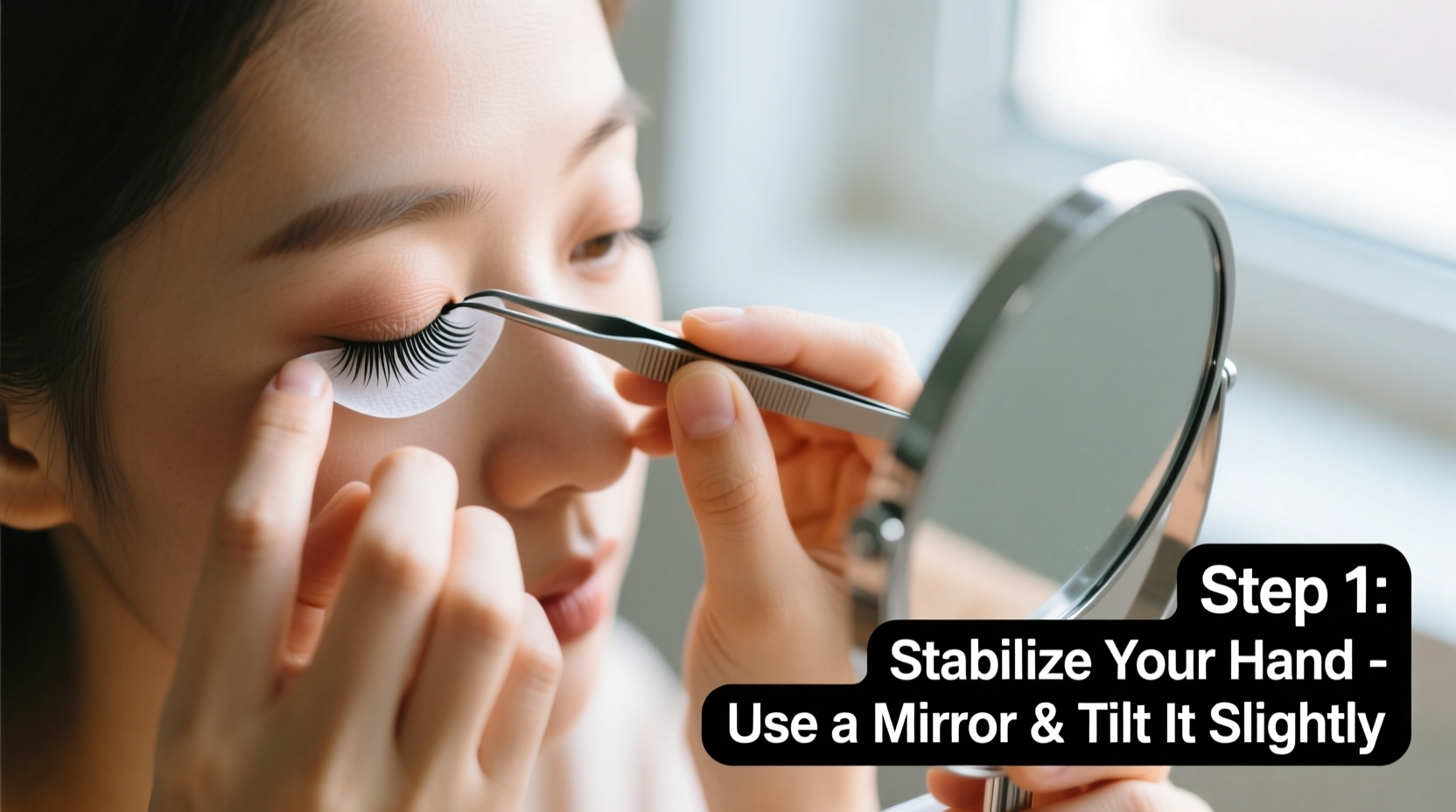 how to apply false eyelashes with shaky hands beginner friendly method