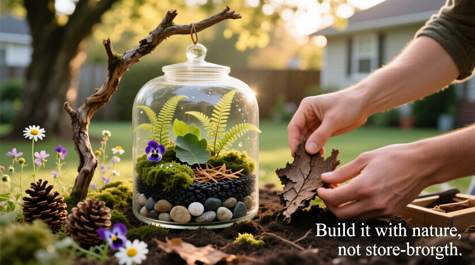 how to build a diy terrarium with items from your backyard